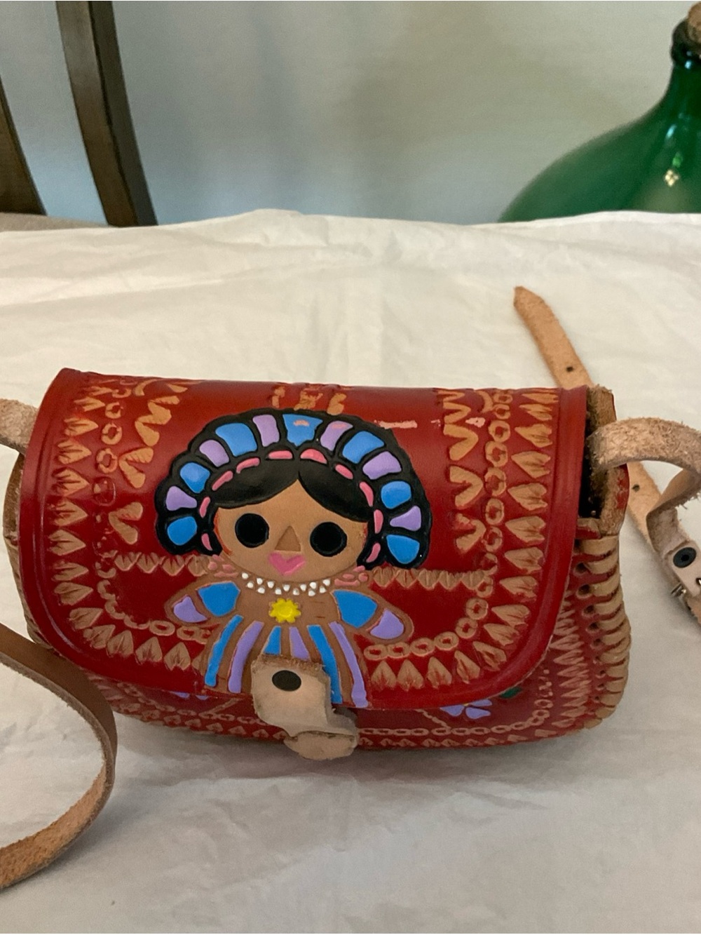 Frida Kahlo Hand Tooled Leather Purse Handmade  in Mexico - Picture 5 of 9